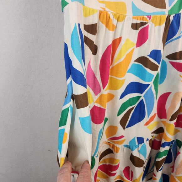 Tabitha Brown Target Mini Dress Women SZ LG Botanical Print Linen Blend Pockets - Picture 8 of 16